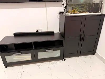 Ikea Dark brown TV unit and free matching cabinet - good condition
