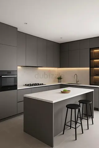 Modern Grey Kitchen Island Unit