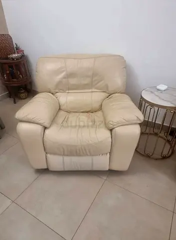 Comfortable Cream Leather Recliner Armchair