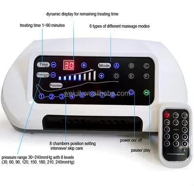 Electric Air Compression Leg Massager with Remote - 8 Chamber, Adjustable Pressure