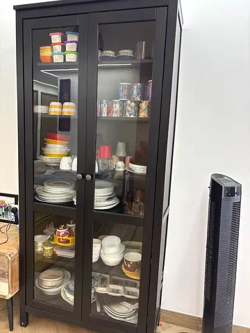 IKEA glass-door cabinet / display cupboard in dark brown - good condition