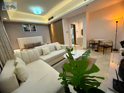 Furnished studio apartment for monthly rent in Gulf Tower, with gym and swimming pool, Sheikh Khalifa Street, next to Safeer Mall, near Nesto and Rama