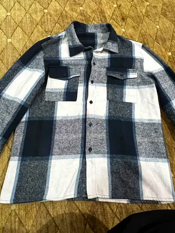 Mens XL Checked Flannel Shirt - Blue/Grey
