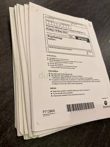 Psychology Past Papers / Exam Booklets (Stack)