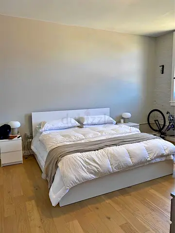 Ikea King-size White Malm bed frame with Ikea King mattress