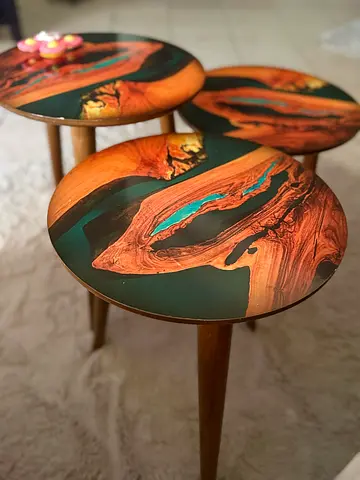 3 Small Side Tables / Stools – Set