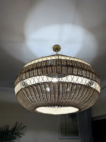 Pottery Barn Rattan Oversized Wicker Chandelier - 3-Light, Natural