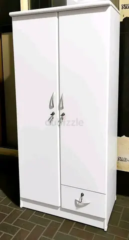 White 2-Door Wardrobe with Drawer and Locks - Brand new