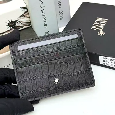 Montblanc Black Croc-Embossed Leather Card Holder