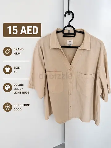 HM Beige Light Nude Womens Button-Up Shirt XL - Good Condition