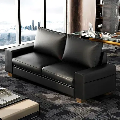 Modern Black Leather fabric 2-Seater Sofa