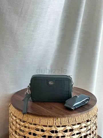 Gucci Croc-Embossed Mini Crossbody/Camera Bag with Wrist Strap