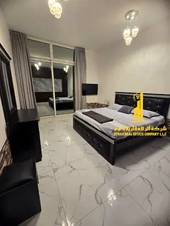Furnished two-bedroom apartment for rent in Ajman, Al Rashidiya 1, Oasis Towers. Clean and tidy furn