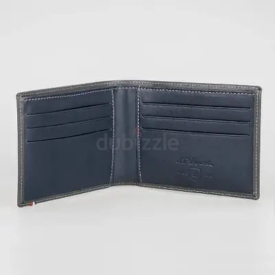 Genuine Leather Bifold Mens Wallet – Navy Blue, Slim Design