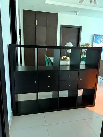 IKEA Kallax Black Cube Storage Shelving Unit with 6 Inserts (draws and cabinet)