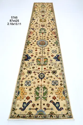 87x425 handmade Long Traditional floral Hallway Runner Rug Afghan wool carpet