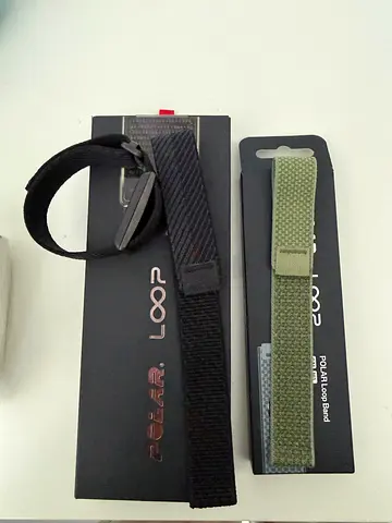 Polar Loop with replacement wrist/strap bands (black + olive) - new