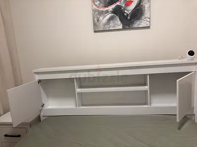 White king size bed with headboard storage cabinet