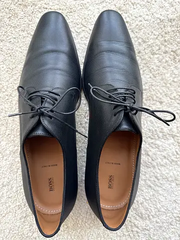 Black Hugo Boss Leather Lace-up Dress Shoes - Size 9 Eur 43, Excellent Condition