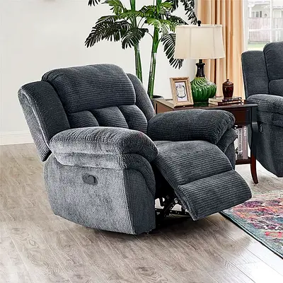 Gray Plush Recliner Armchair - Comfortable Single Seater