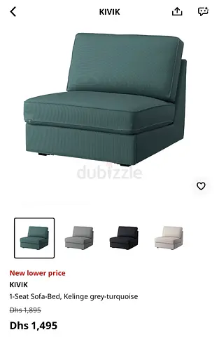 IKEA KIVIK 1-Seat Sofa-Bed (kelinge grey-turquoise) - Excellent Condition