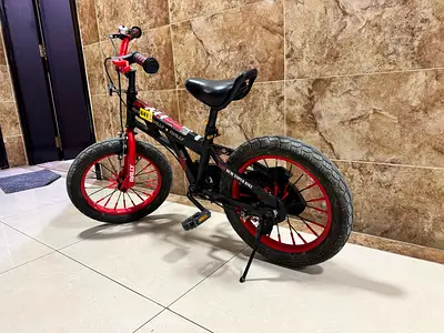 Kids 16-inch Red  Black Bicycle with Training Wheels Removed