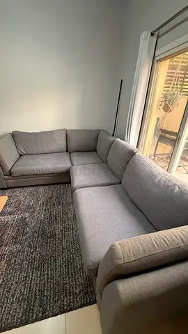 Grey L-shaped sofa