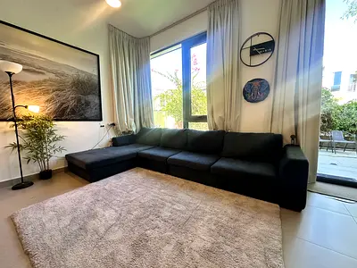 Large L-shaped Dark blue Fabric Sofa - very comfortable
