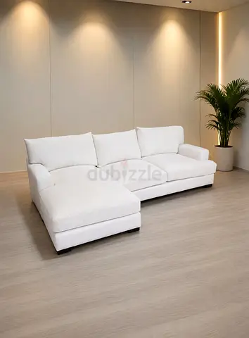 Modern White L-Shape Sectional Sofa