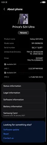 Samsung Galaxy S24 Ultra - UAE Version, Good Condition. Samsung care is valid until 18th Jan 2027