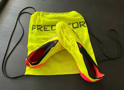 Adidas Predator outdoor football Shoes (Size not specified) with Carry Bag - Yellow/Red