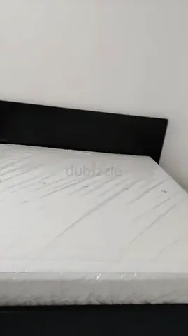 Queen size bed frame with mattress (black headboard)