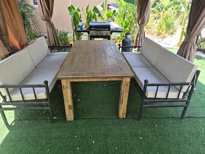 Wooden Garden Dining Table with Bench Seating