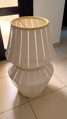 Pair of White Decorative Table Lamps (stacked shades) - Good Condition