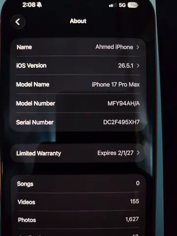 Iphone 17pro max Esim