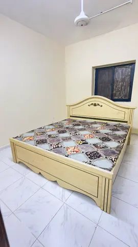 Sturdy Wood Finish Double Bed with Headboard