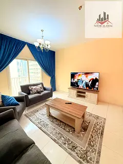 Sharjah, Al Taawun area: Fully furnished super deluxe apartment with a master bedroom, living room,