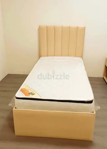 Comfortable Single Bed with Padded Headboard and Mattress