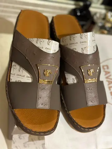 CAVALLO mens slide sandal - brown (dark straps, tan footbed)