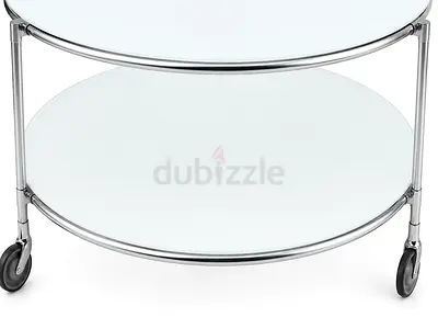 Round 3-Tier Glass Serving Trolley on Wheels - Chrome Frame