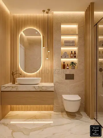 Modern Bathroom Vanity Unit with Vessel Sink and Backlit Mirror