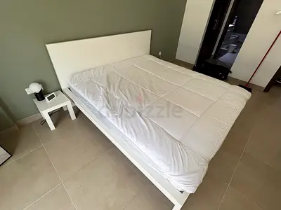 IKEA White Double Bed Frame with Headboard - Good Condition