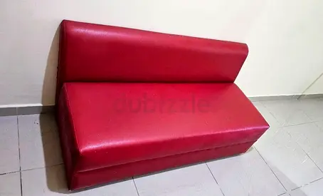 Red Vinyl Three-Seater - Compact Sofa Seat
