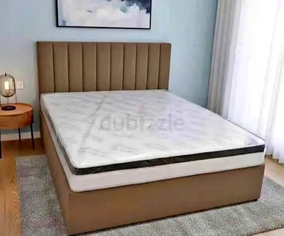 Modern Upholstered Bed with High Headboard and Mattress