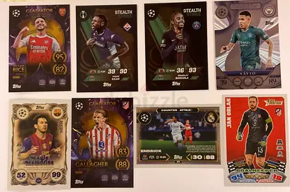 Lot of 8 UEFA Champions League collectible football trading cards - mixed stars