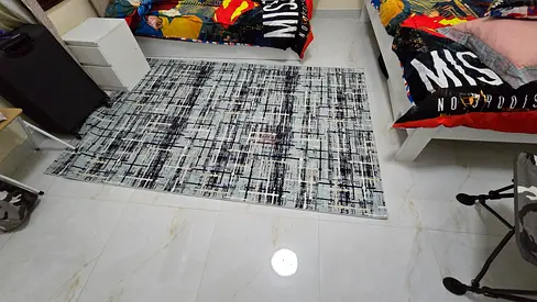 Modern black  white rectangular area rug - gently used