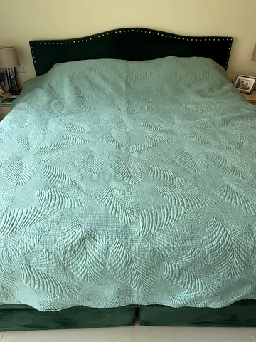 bed frame with mattress with silver studs - good condition