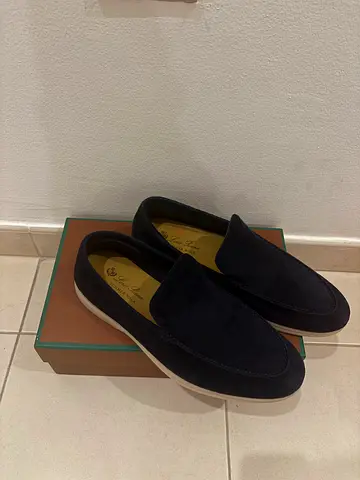 Loro Piana Dark Blue Navy Loafers Summerwalks - Size 43
