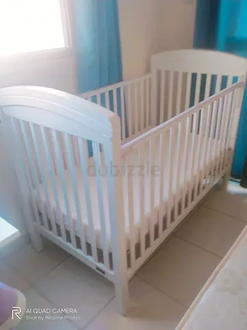 Junior white Wooden Baby Crib - Good Condition