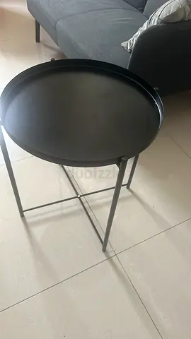 2 pc for AED 60 Small round black metal side table with tray top